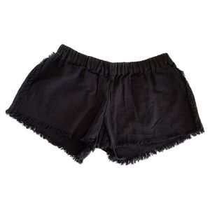 Mikoh Shorts | Black Linen Shorts With Elastic Waist